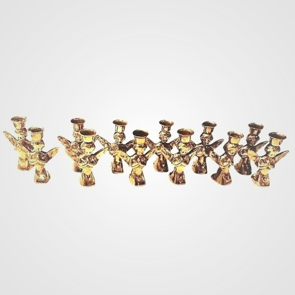 Vintage Brass Angel Candle Holders, Set of 6, Mini Candles, Celestial Tablescape
